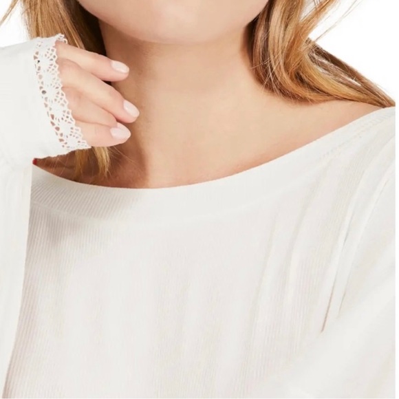 NEW FREE PEOPLE IVORY LONG SLEEVE OPEN BACK TOP - Picture 3 of 8